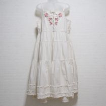 生成イングリッシュローズ刺繍レイヤーキャミワンピース