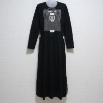 黒ドットゼッケンカットソーワンピース
