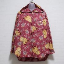 ピンク系勿忘草くまフード付きブラウス