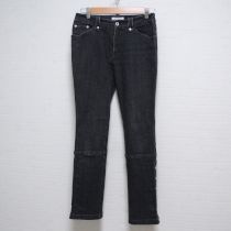 黒ボタンスリットデニムパンツ【L】