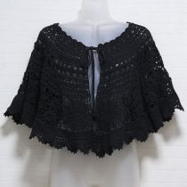黒クロッシェケープ風カーディガン