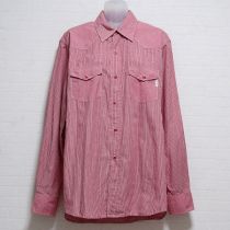 赤ミックスギンガムシャツ【L】