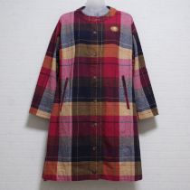 赤系ビックチェックくまワンポイントワンピース