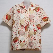 赤かご苺パッチワークシャツ