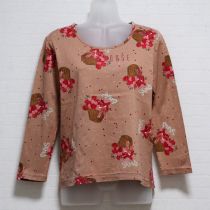 ベージュ花かご長Tシャツ