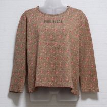 茶小花柄長Tシャツ