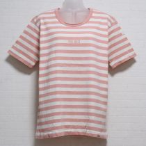 ピンク×白ロゴボーダーTシャツ【L】
