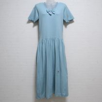 水色リボン付きカットソーワンピース
