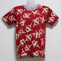 赤ゆり柄Tシャツ