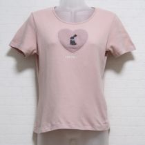 ピンクうさぎハートパッチTシャツ【M】