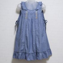 ブルーフラワーポット刺繍タブリエチュニック