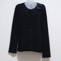 黒リボン使い薄手カーディガン