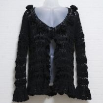 黒モチーフ付きクロッシェカーディガン