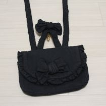黒リボン付きシーチングポシェット