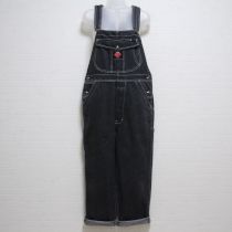 黒ピエロパッチデニムオーバーオール