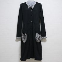黒ギンガム使いリボンカットソーワンピース