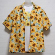 ブルー系ひまわりプリントシャツ&Tシャツ【M】