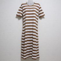 茶系ボーダーカットソーワンピース