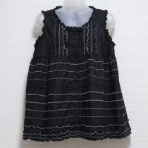 黒グラデーションピコットノースリブラウス