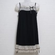 黒チュールレース使いカットソーキャミチュニック