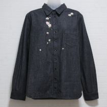 黒薔薇刺繍デニムシャツ【M】