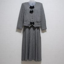 黒×白ギンガムリボン使いカットソースーツ
