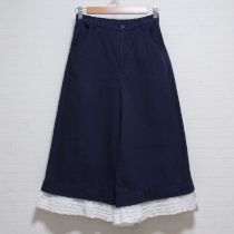 紺裾ピコフリル使いワイドパンツ【3(M)】