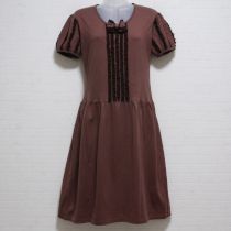 茶フリル使いカットソーワンピース