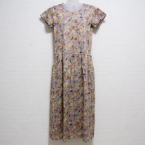 パープル花柄カットソーワンピース