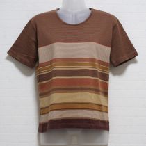 茶系マルチボーダーTシャツ