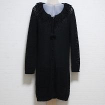 黒レース編みロングカーディガン