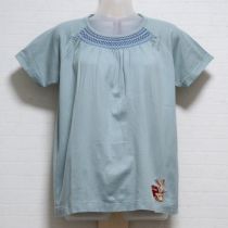 ブルーグレーアンジェリックラビッツ刺繍カットソー【M】