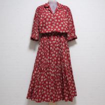 赤薔薇プリントワンピース