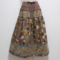 茶系ジャガード使いブーケスカート