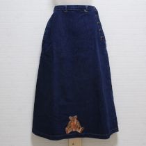 紺くま刺繍デニムスカート