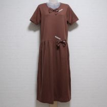茶ロゴ入りカットソーワンピース