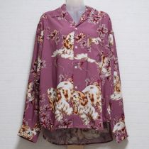 パープル系コッカースパニエル&花ptシャツ【M】