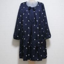 紺リボン刺繍ワンピース【9号】