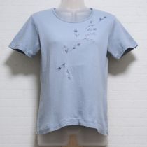 ブルーグレーチューリップ刺繍Tシャツ【M】