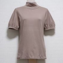 ベージュロゴ刺繍ハイネックカットソー【4(L)】