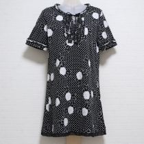 黒ドットリボンカメリアカットソーチュニック【11号】