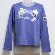 ブルー系くまワッペン長Tシャツ【3(M)】
