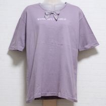 パープルギンガムリボンTシャツ