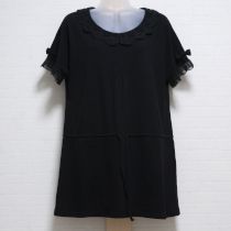 黒カギ編み襟カットソーチュニック【9号】