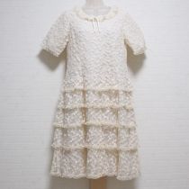 生成小花刺繍チュール段々ワンピース