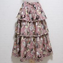 ピンクアンティークプリント段々スカート
