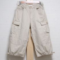 ベージュ絞り紐付きハーフパンツ【L】