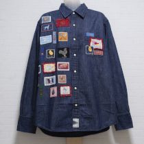 紺ワッペンデニムシャツ【L】