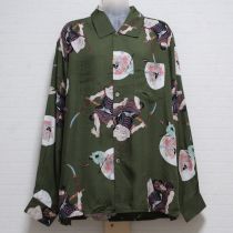 カーキ牛若丸&弁慶シャツ【L】