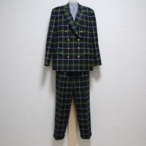 グリーン系チェッククラウン金ボタンダブルジャケット&パンツ